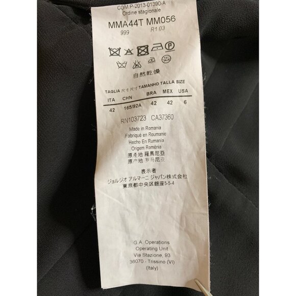 Armani Collezioni Black Boucle Sleeveless Sheath Dress Size 6 Wool Satin Darts - Picture 4 of 12